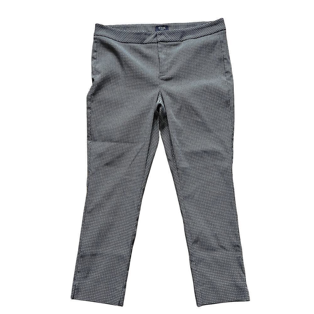 NYDJ Slim Ankle Pants Size 14 Black White Micro Print Stretch‎ Trousers